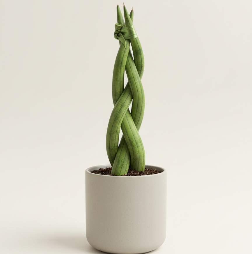 Sansevieria Cylindrica Trenzada - Minimalismo y perfección para interiores con poca luz.